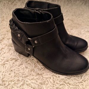 Indigo Black Ankle Booties with Strap Detail